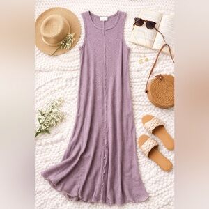 T.la Ribbed Maxi Dress – Mauve / Dusty Lavender – Size XS – 100% Cotton